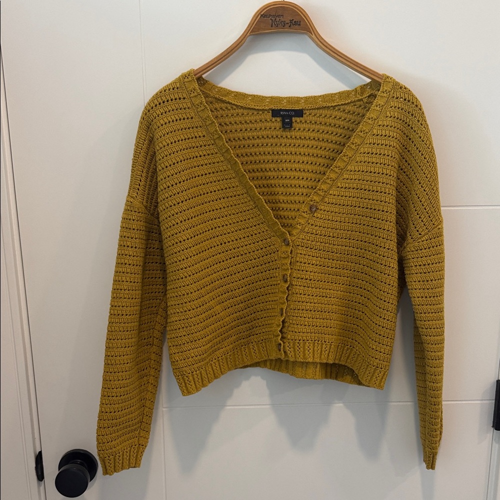 Rw&Co Mustard Button-Up Cardigan size medium